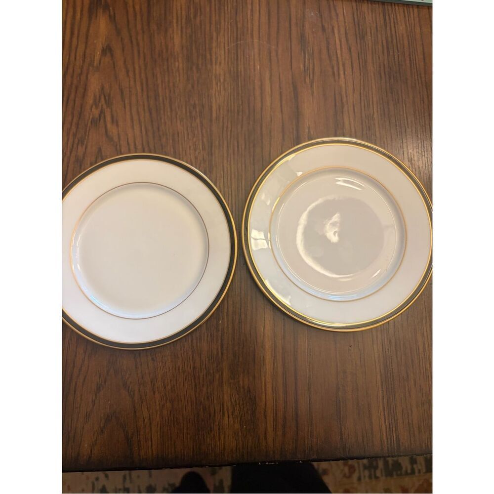 Lenox Kristy Butter dishes Classic White and Gold Rim butter Plates - Set of 2
